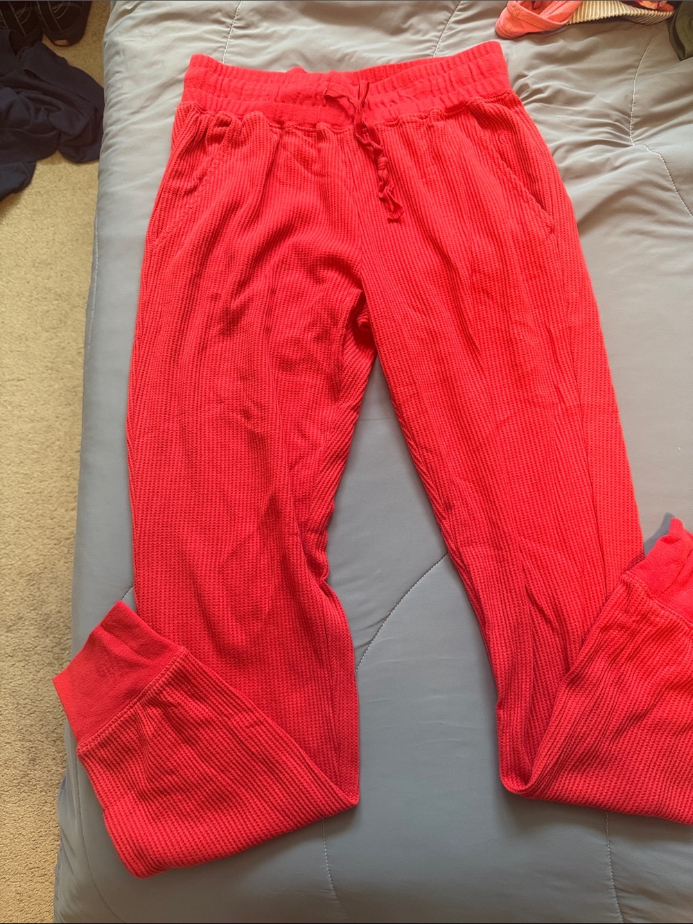ZYIA Red Waffle-Knit Lounge Pants